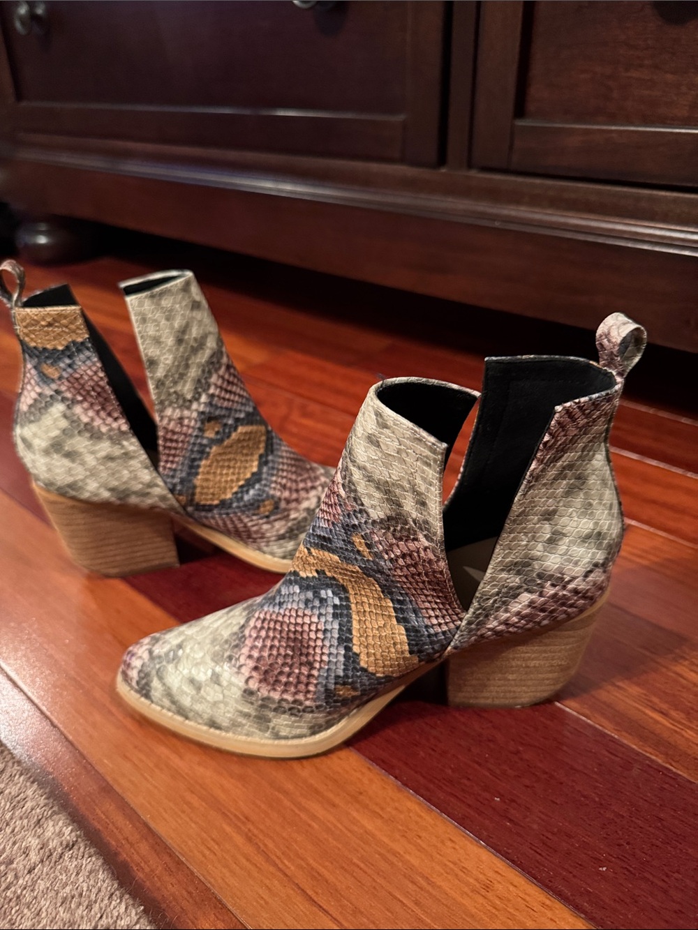 Women’s Snake-Print Cutout Ankle Boot - Multicolor